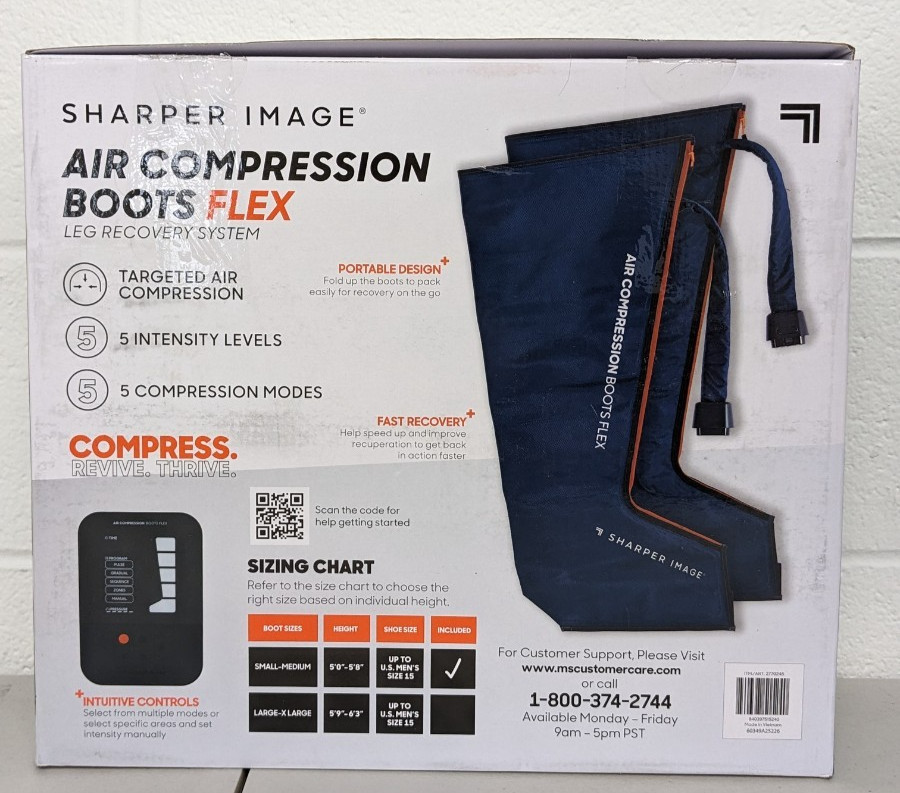 Sharper Image Air Compression Boots Flex Leg Recovery System Small/Medium (Blue)