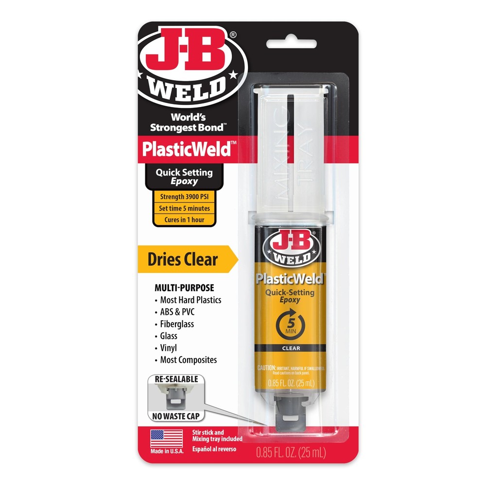 J-B Weld 50132 PlasticWeld Quick-Setting Epoxy 25 ml, Translucent Yellow