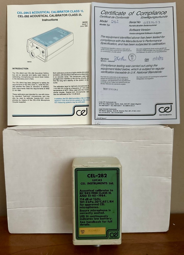 Lucas CEL Instruments Ltd. CEL-282 Acoustical Sound Level Calibrator
