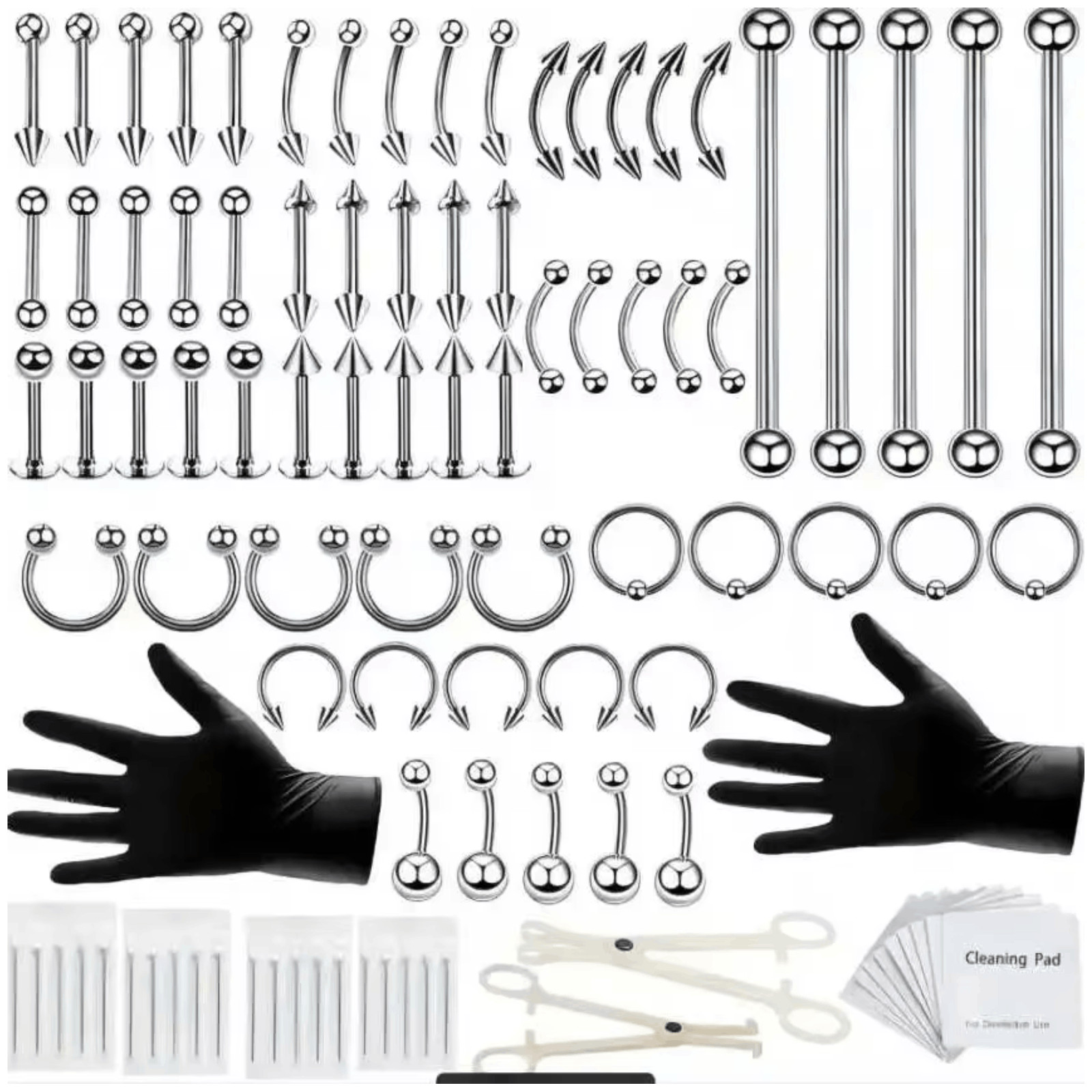 Professional Body Piercing Tool Kit Ear Lip Tongue Nose Navel Nipple Ring