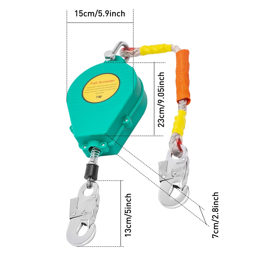 Self Retracting Lifeline 23 ft Fall Arrester Fall Protection Fall Arrestor Tool