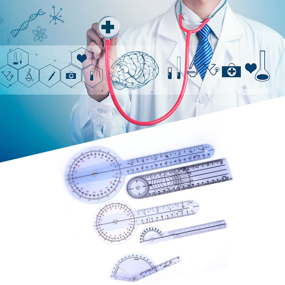 5Pcs 6/8/10inch Protractor Angle Ruler Spinal Goniometer