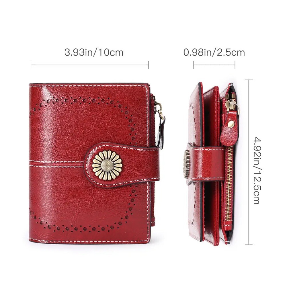 Women Small Leather RFID Blocking Wallet Mini Bifold Purse