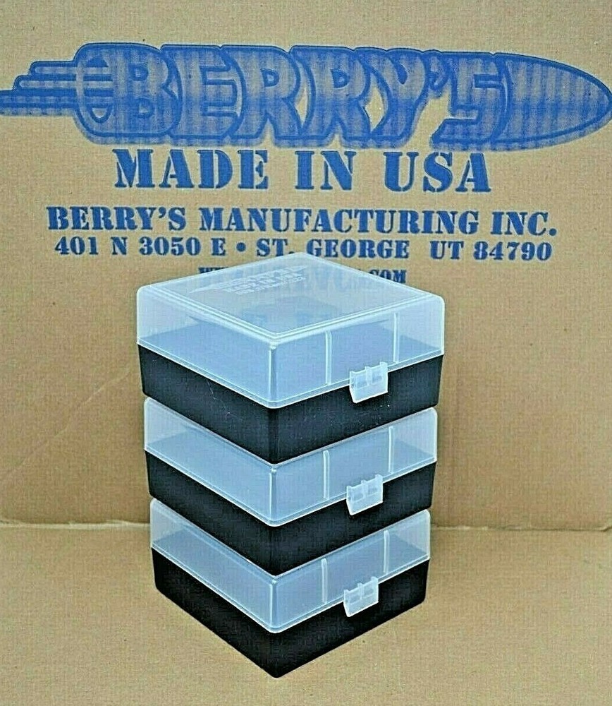 (3) .223 /.556 CALIBER CLEAR / BLACK 100 ROUND RELOADING & STORAGE CASES