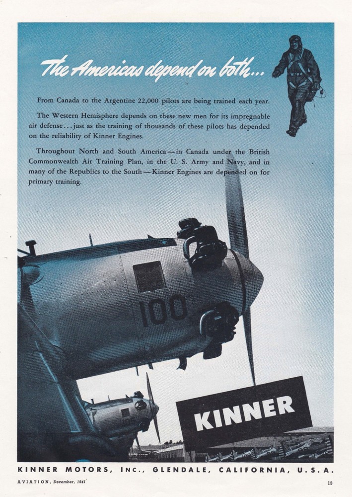 1941 Kinner Aircraft Engine / Ryan PT22 Ad 7/12/2025e