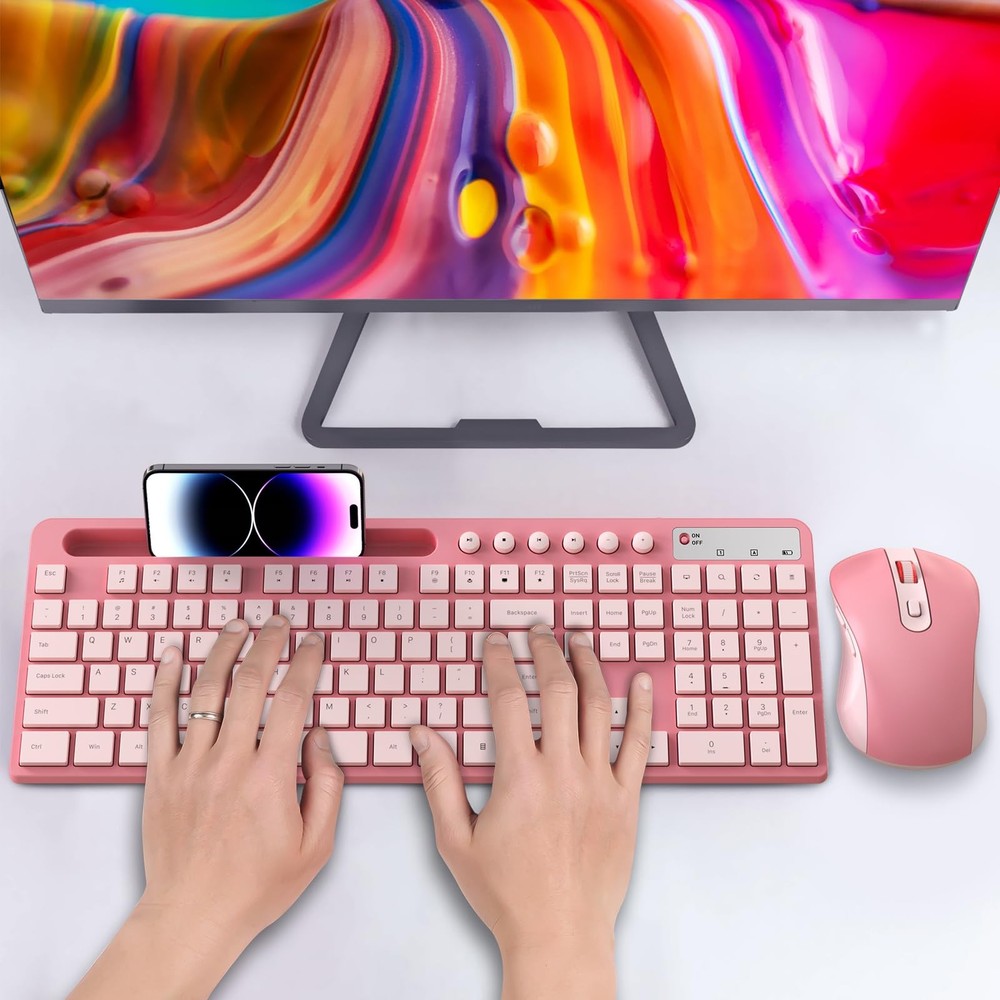 Wireless Keyboard and Mouse Combo, 2.4G Ergonomic Wireless Computer Keyboard ...