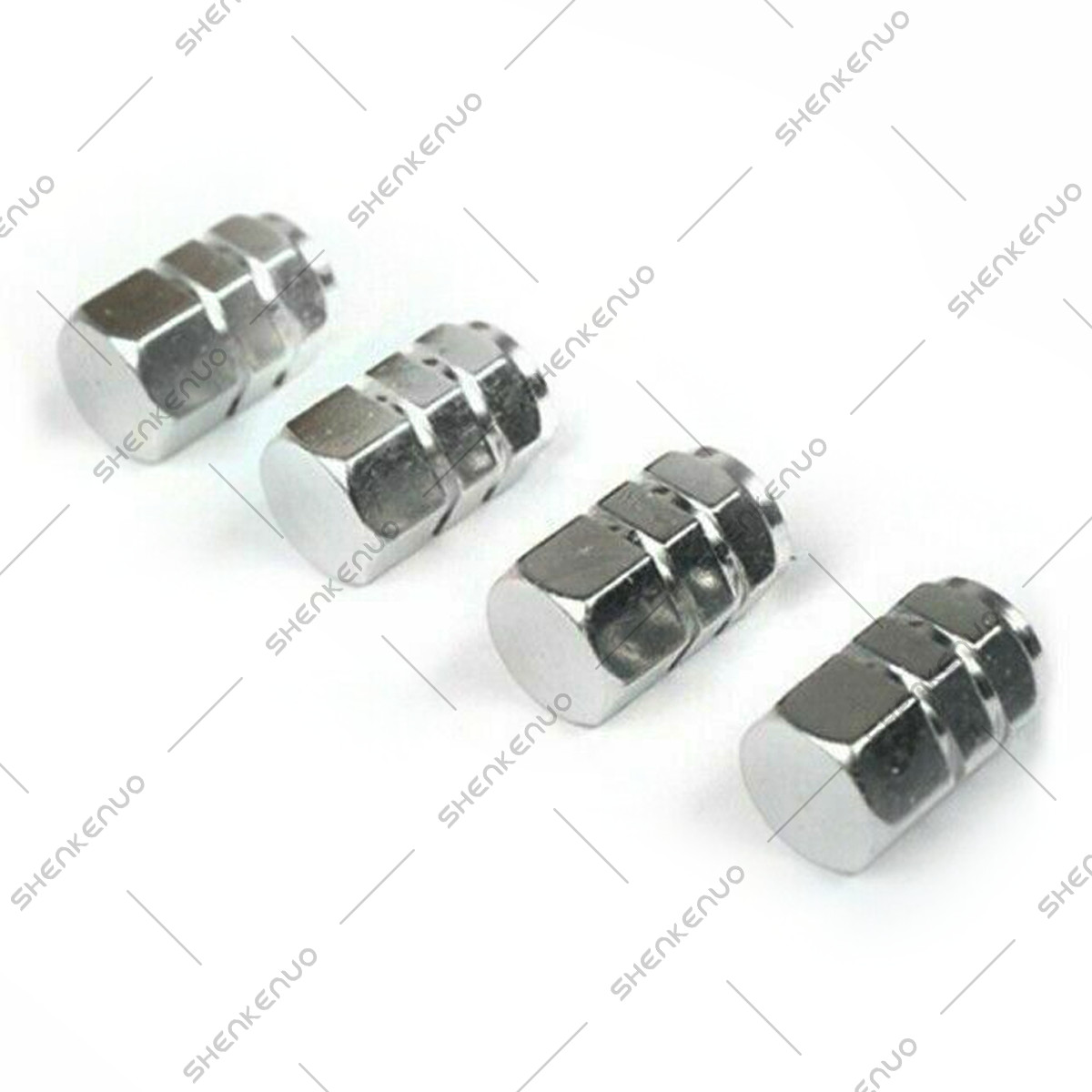 (4) Metal Chrome Tire/Wheel Air Pressure Stem Valve Caps for Car-Truck-Hot Rod