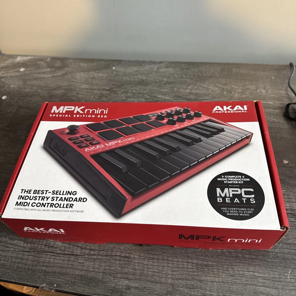 Akai MPK Mini MK3 25-Key USB MIDI Keyboard Controller w/ Pads & Knobs RED – NEW
