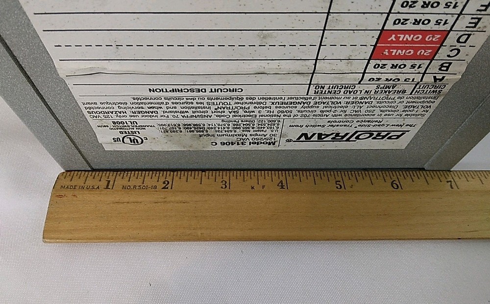 Reliance Controls ProTran Model 31406C Generator Transfer Switch