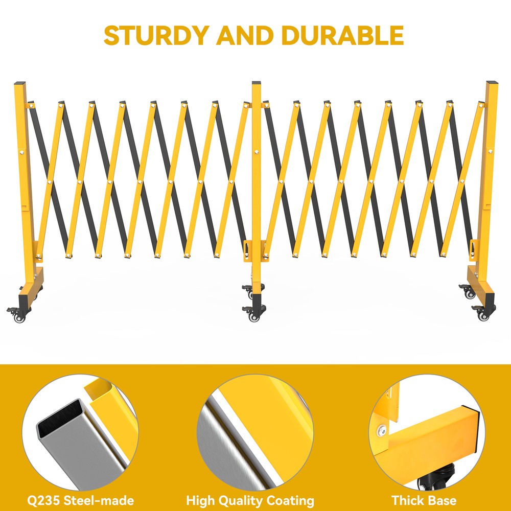 Metal Expandable Barricade Gate 16FT Folding Security Retractable Driveway Gate