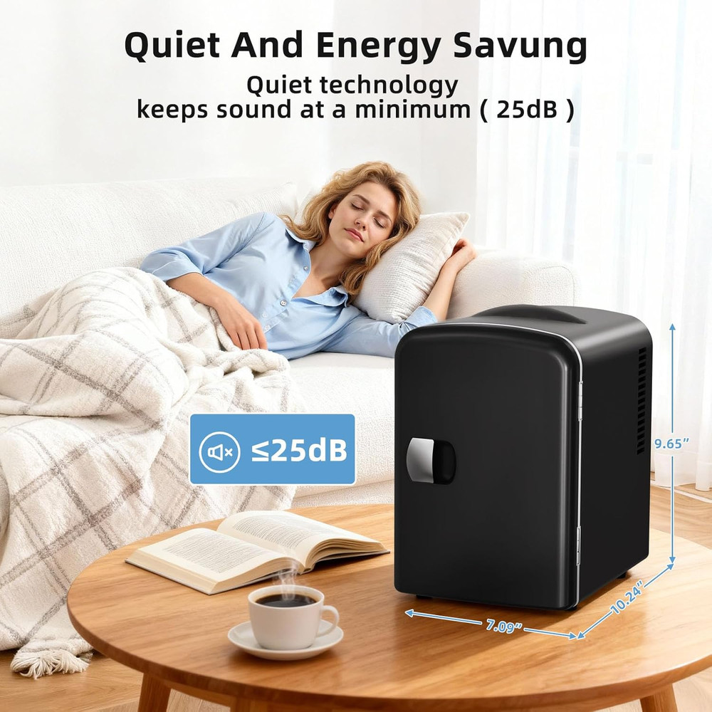 4L/6 Can Portable Mini Fridge Personal Compact Refrigerator Small Cooler