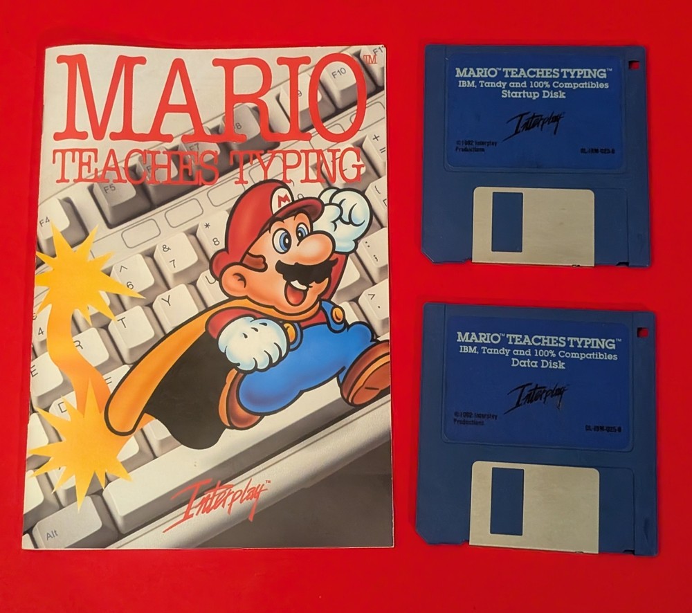 Mario Teaches Typing - 1992 Interplay - PC Tandy 1990s Vtg Computer Game - *Read