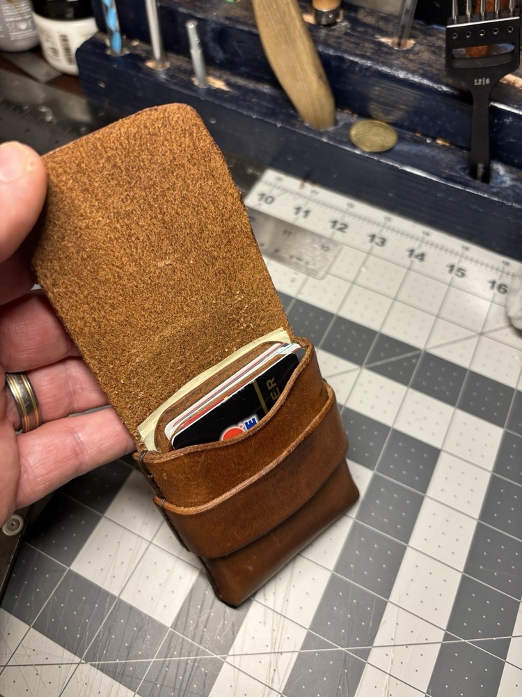 Handmade Leather Vertical Pocket Flap Wallet – Slim & Durable