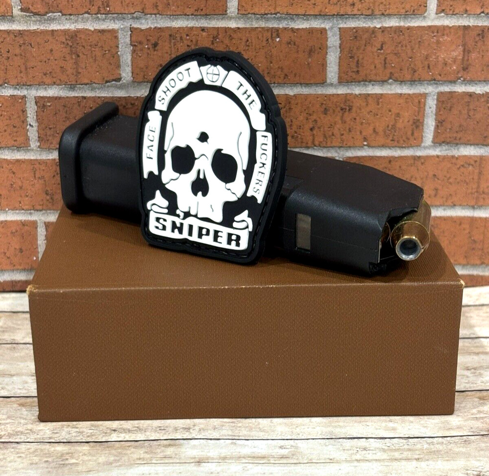 Tactical PVC Patch - Sniper Patch - Morale Skull One Shot Gun Rifle Patch