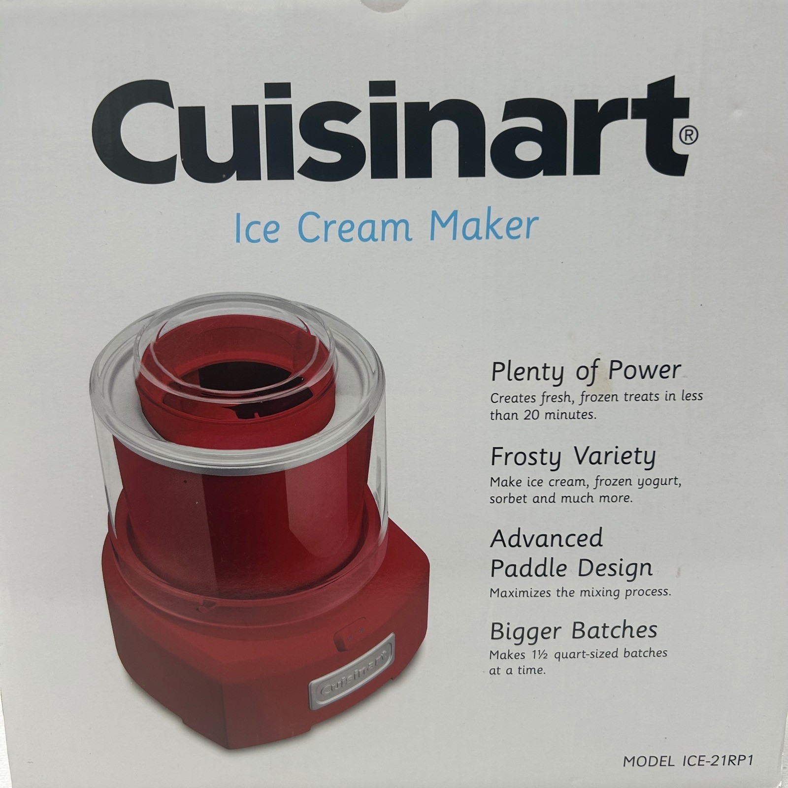 Cuisinart Automatic Ice Cream Maker 1.5 Quart Red Frozen Yogurt Sorbet ICE-21RP1