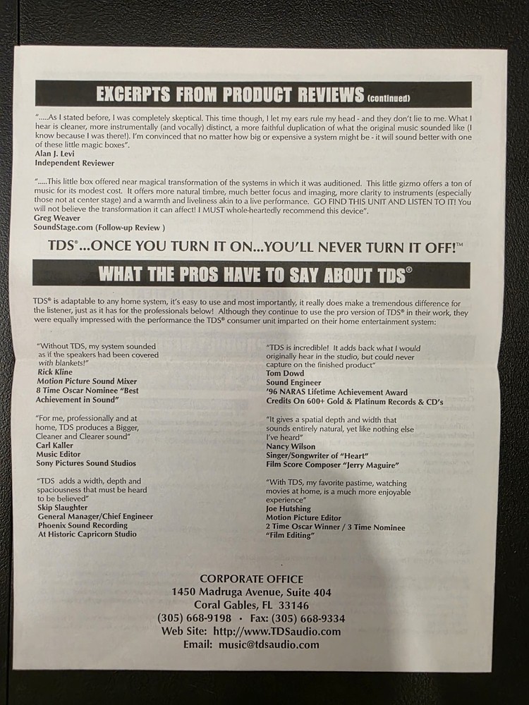 TDS PASSIVE SOUND PROCESSOR