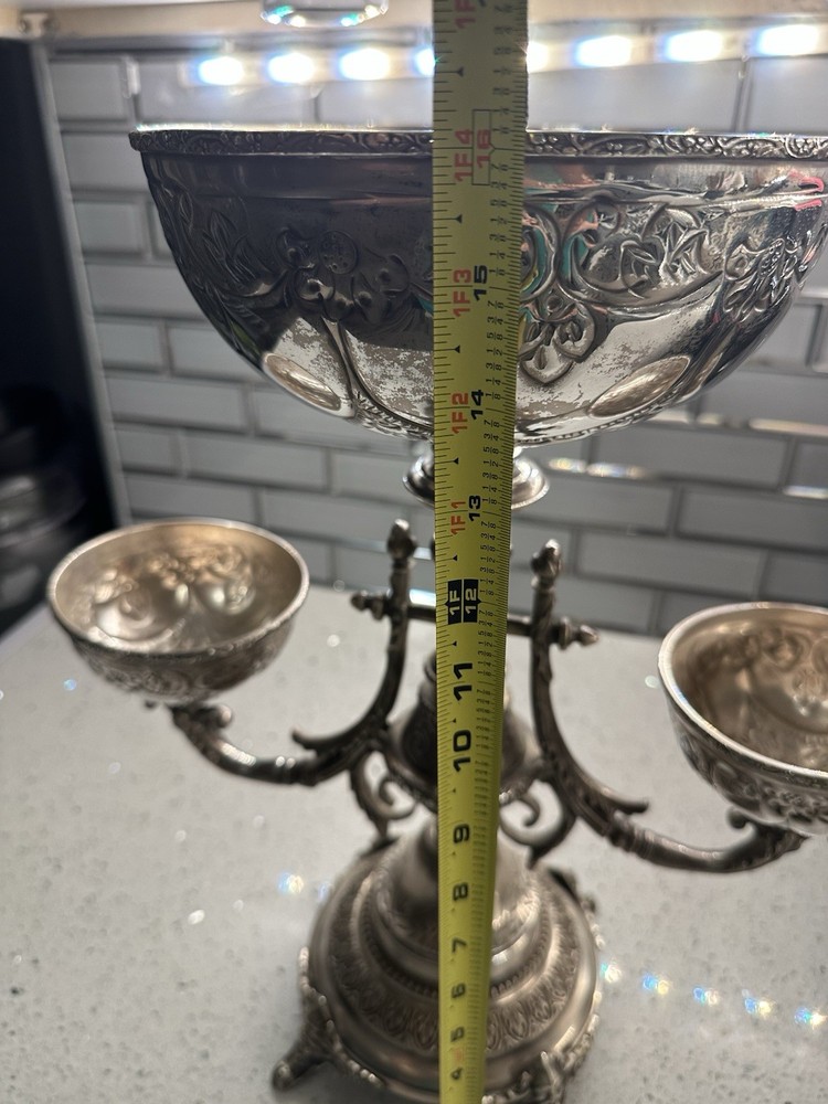 Contemporary Silver Plate Andrea by Sadek Centerpiece Three Bowl Compote