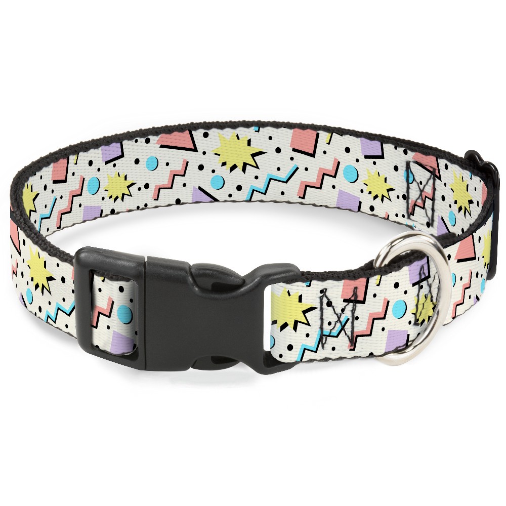 Plastic Clip Collar 90s Nineties Grid Pattern Gray/Multi Pastel Large 15-24"