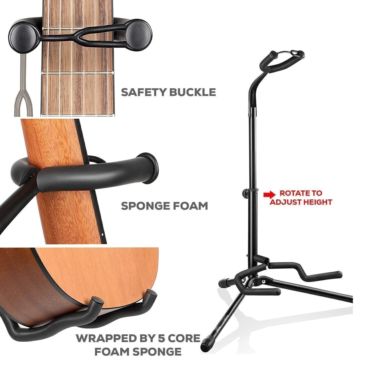 Floor Tripod Guitar Steel Stand Floor Tripod Guitar Stand Folding Vertical Gift