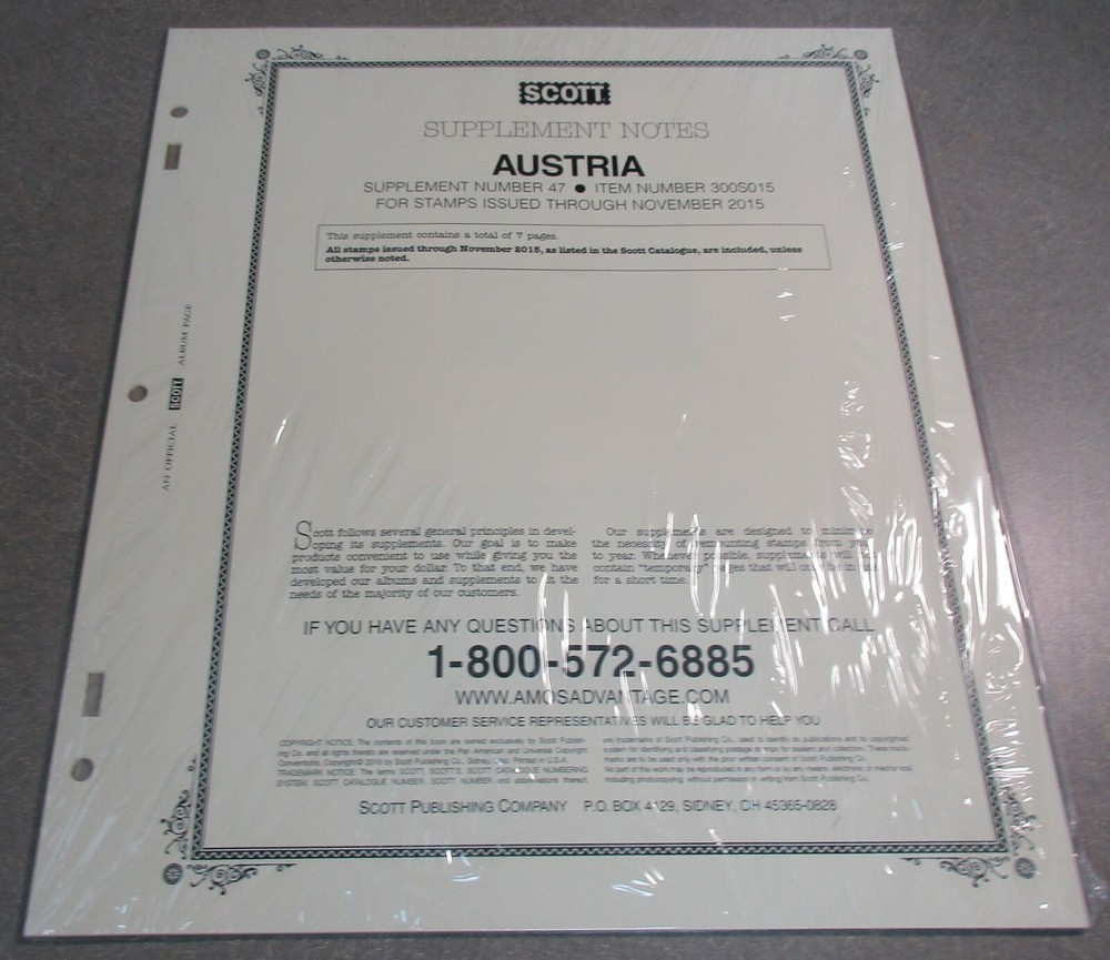 "SCOTT" AUSTRIA SUPPLEMENT #47 2015 W/FREE SHIPPING!!