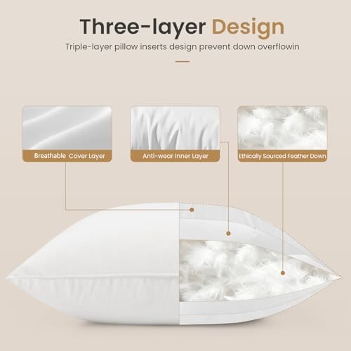 14x36 Pillow Inserts Set of 2, Down Feather Throw Pillow Inserts, Decorative