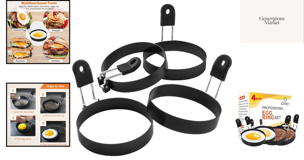 Multi-Functional 3.5" Egg Rings Set for Perfectly Shaped Breakfast Delights