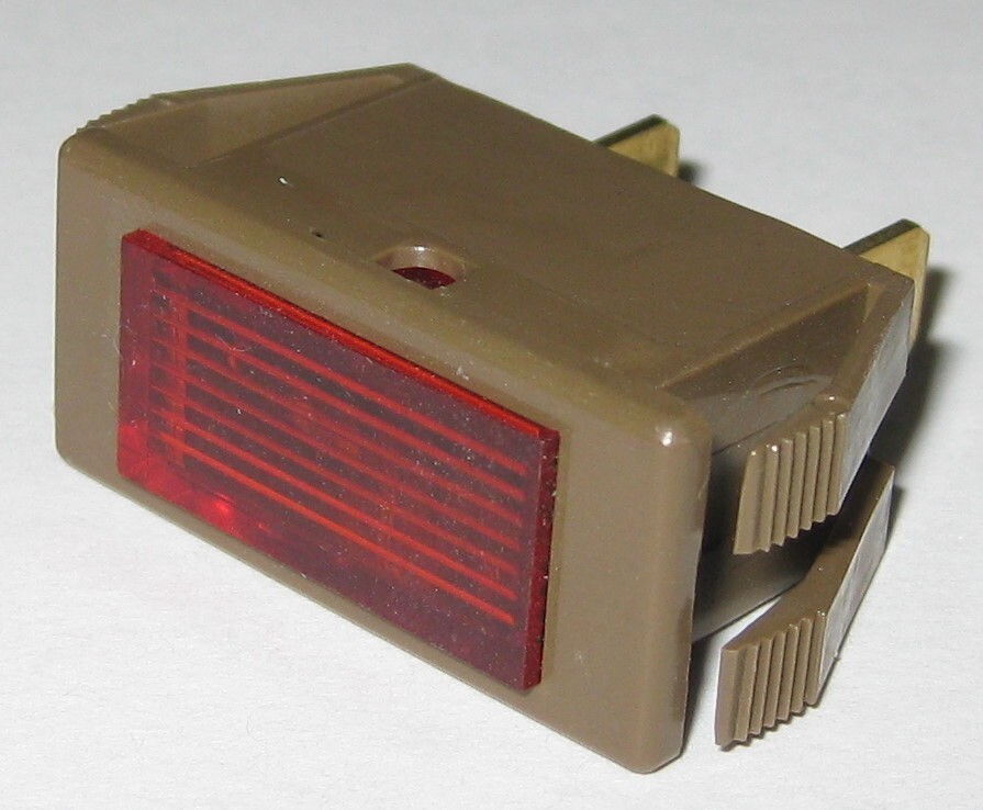 Red Rectangular Panel Mount Indicator Light - 14V - 0.25" Terminals - Chicago