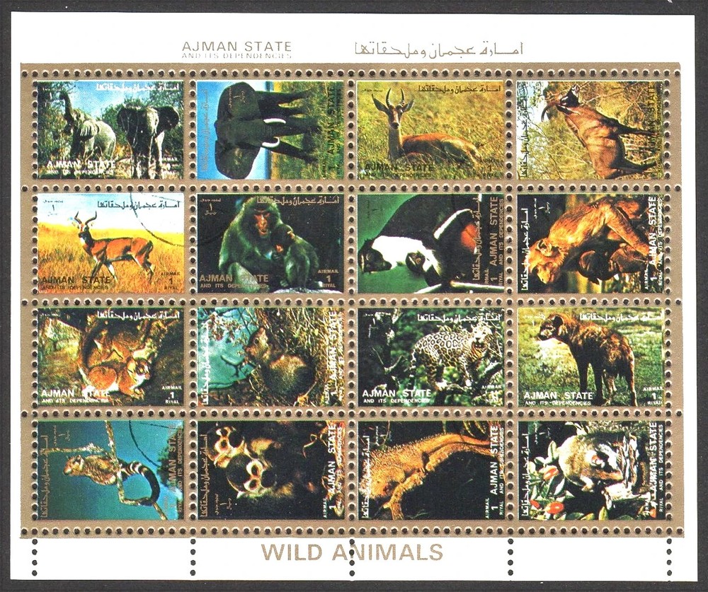 Ajman Fauna Wild Animals mini sheet 1972