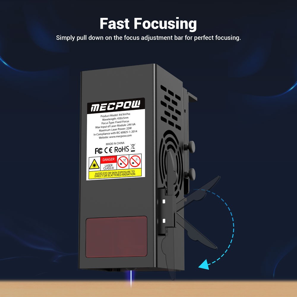 Mecpow X4 22W Laser Engraver Cutter Auto Air Assist 22000mm/min 410 x 400mm Area