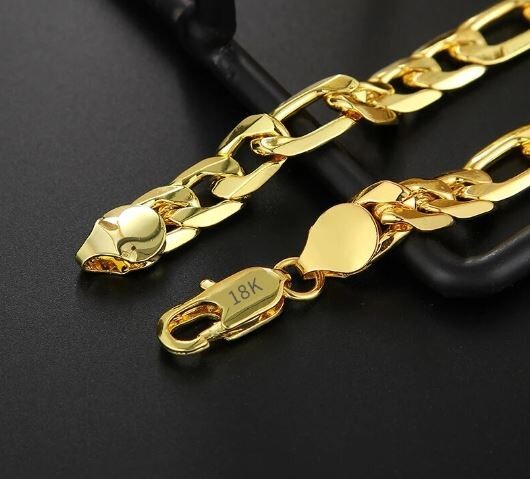 Mens 18K Gold Plated Cuban Link Lobster Clasp Bracelet 8mm 8" inches