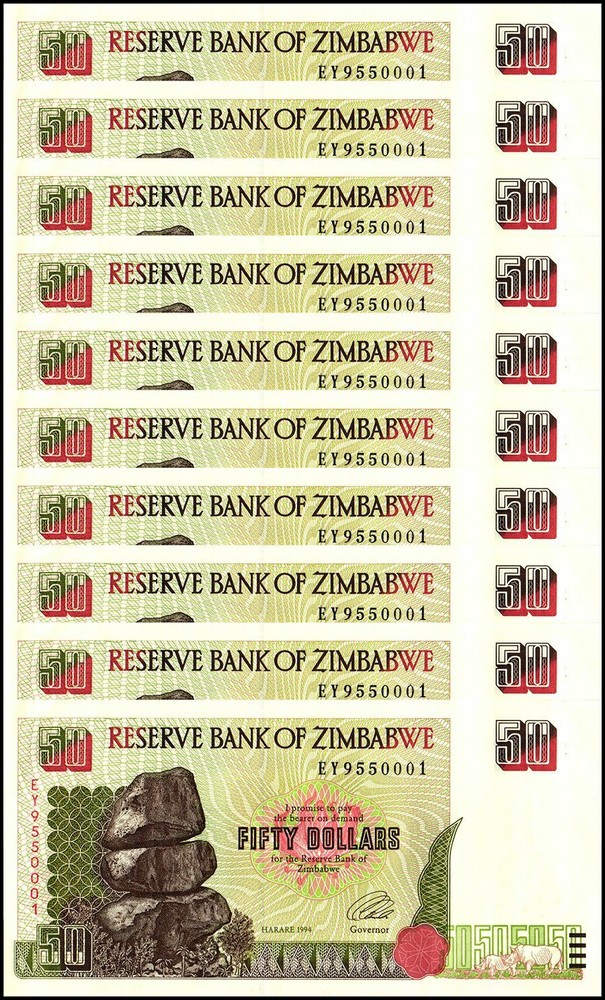 Zimbabwe 50 Dollars, 1994, P-8, UNC