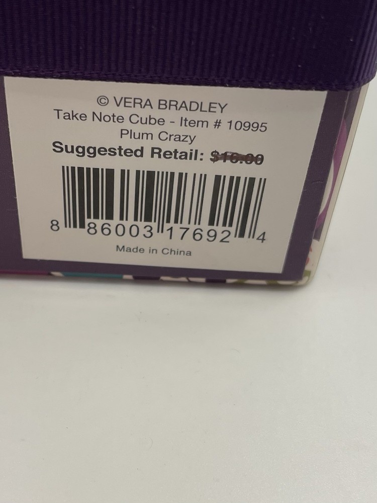 Vera Bradley Take Note Cube “Plum Crazy” Loose Notes Paper Cube