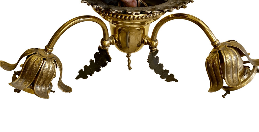 Vintage Classical Style Brass Set Flush Mount Light & 2 Wall Sconces