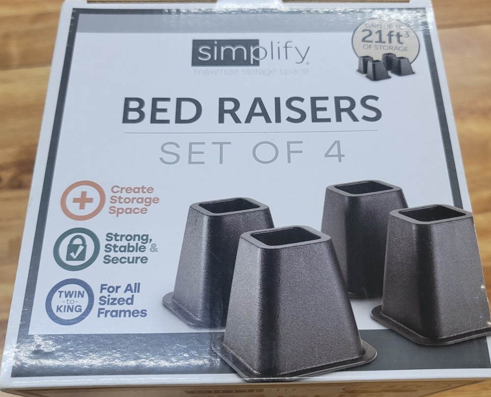 Simplify Black Bed Risers 6-inch, 4-Pack for Home Collection