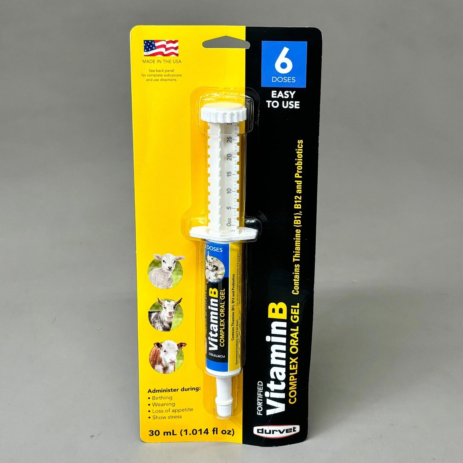 Vitamin B Complex Oral Gel for Goats Sheep Calves 30mL Durvet Lot of 2 New