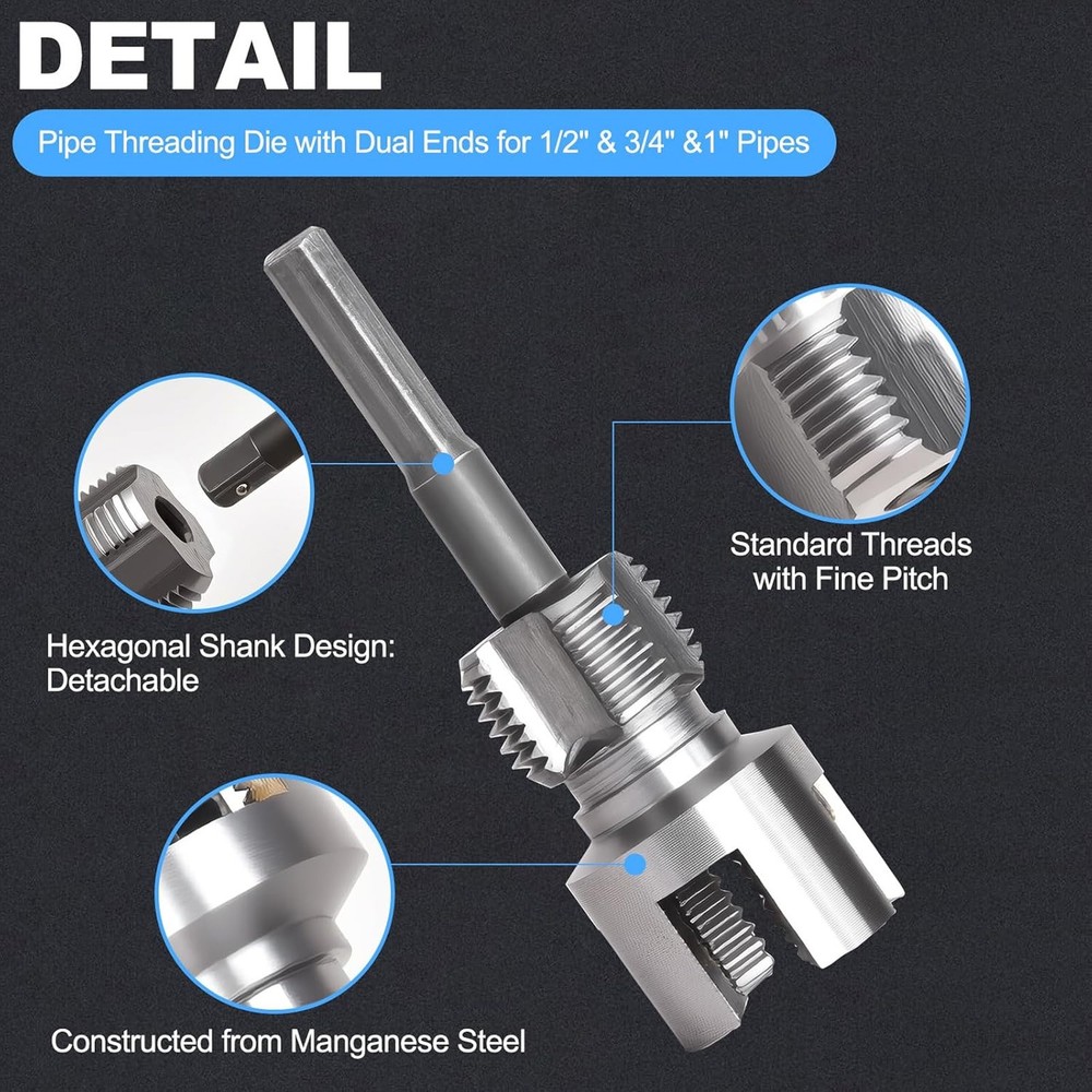 2PCS Internal & External Pipe Threading Tool for 1/2"& 3/4" PVC/Plastic Pipes