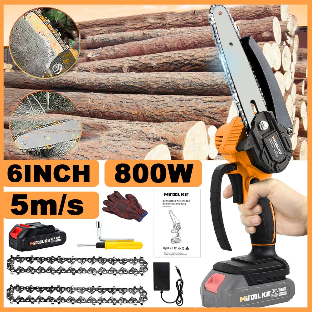 6 in Mini Handheld Electric Chainsaw Cordless Chain Saw Wood Cutter 1 Battery