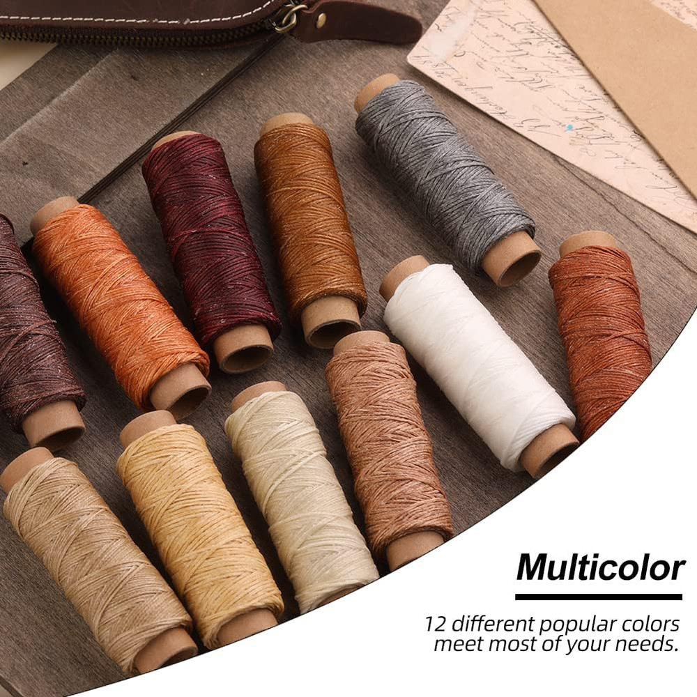 660 Yards Leather Sewing Waxed Thread - 150D 55 Yards per Spool Stitching Thread