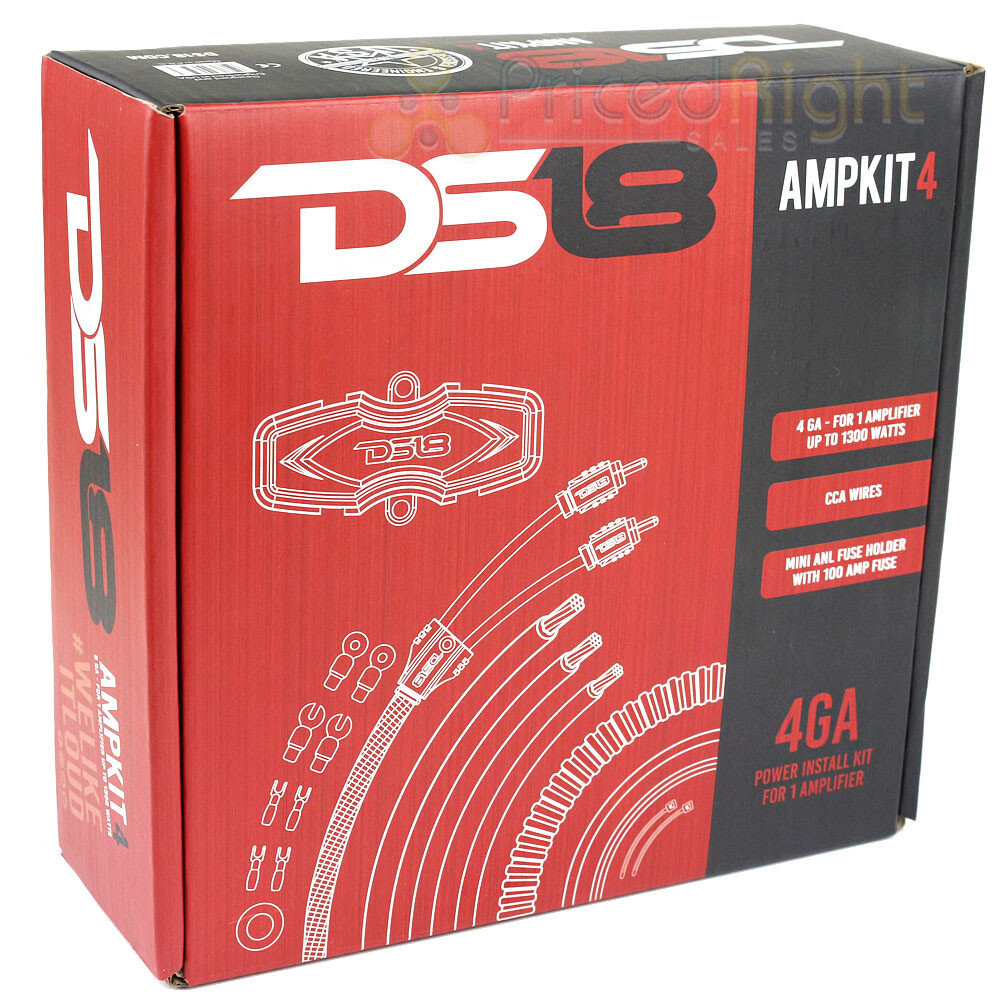 DS18 4 Gauge Amp Kit WIring Amplifier Complete Install Cables AMPKIT4