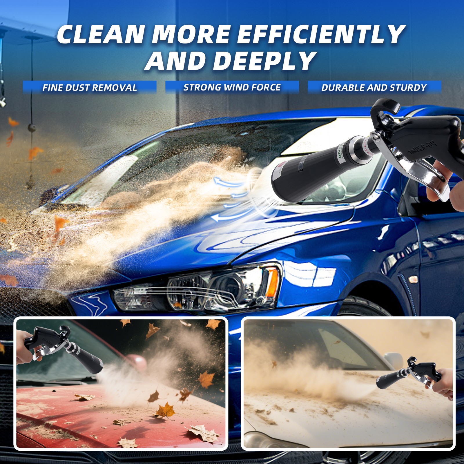 Tornado Car Cleaning Gun Vortex Air Blow Quickly Remove Gun Surface Dirt & Dust