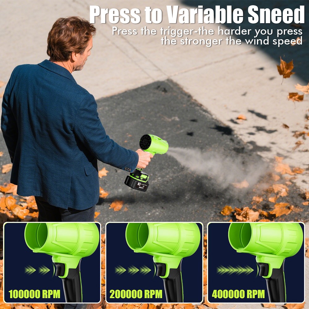Cordless Air Blower Violent Turbo Fan Handheld Leaf Blower + 2 Batteries/Case