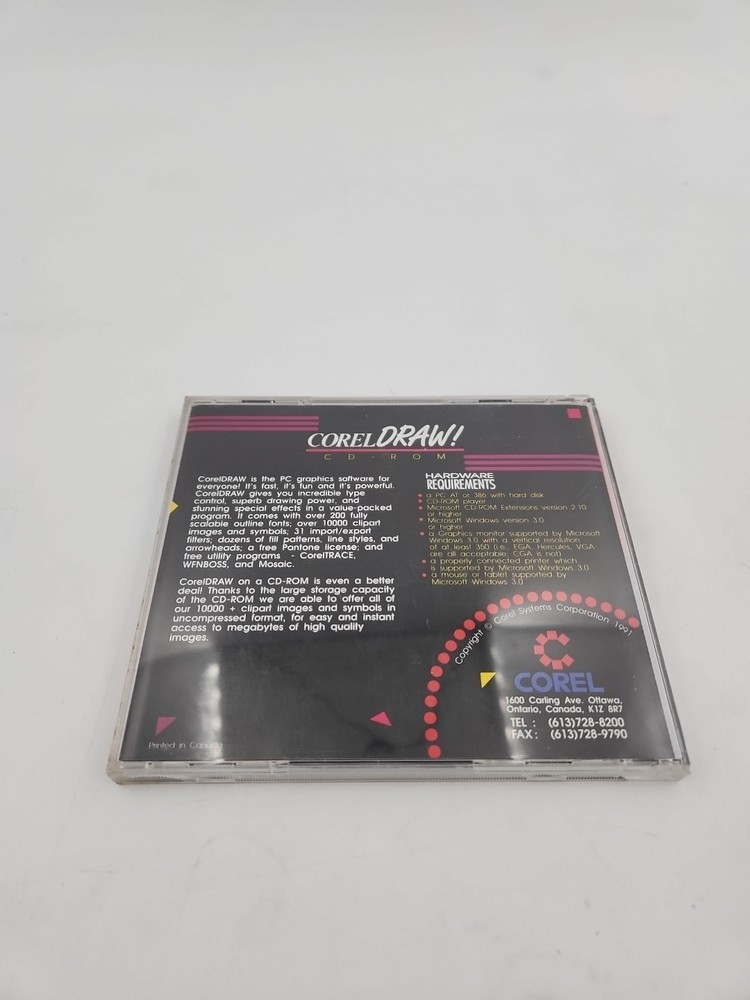 Corel Draw! 3.0 PC CD-ROM Graphics Software Vintage 1991 Graphic Software