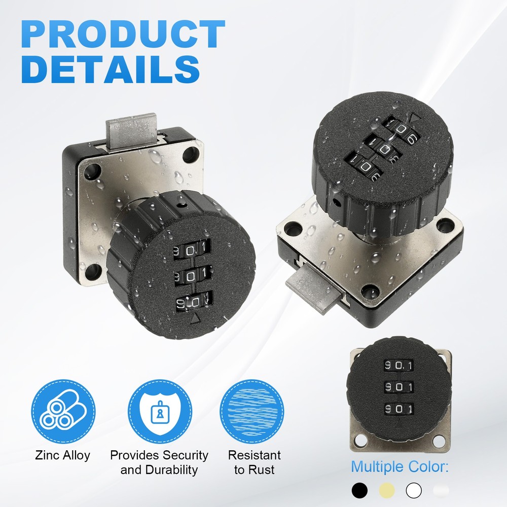 3/4 Inch Combination Cam Lock, Password Coded Cabinet Lock, Black