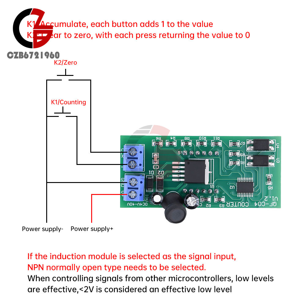 Counter Module 4-digit Digital Display w/ Memory Function DC4-40V Counter Module
