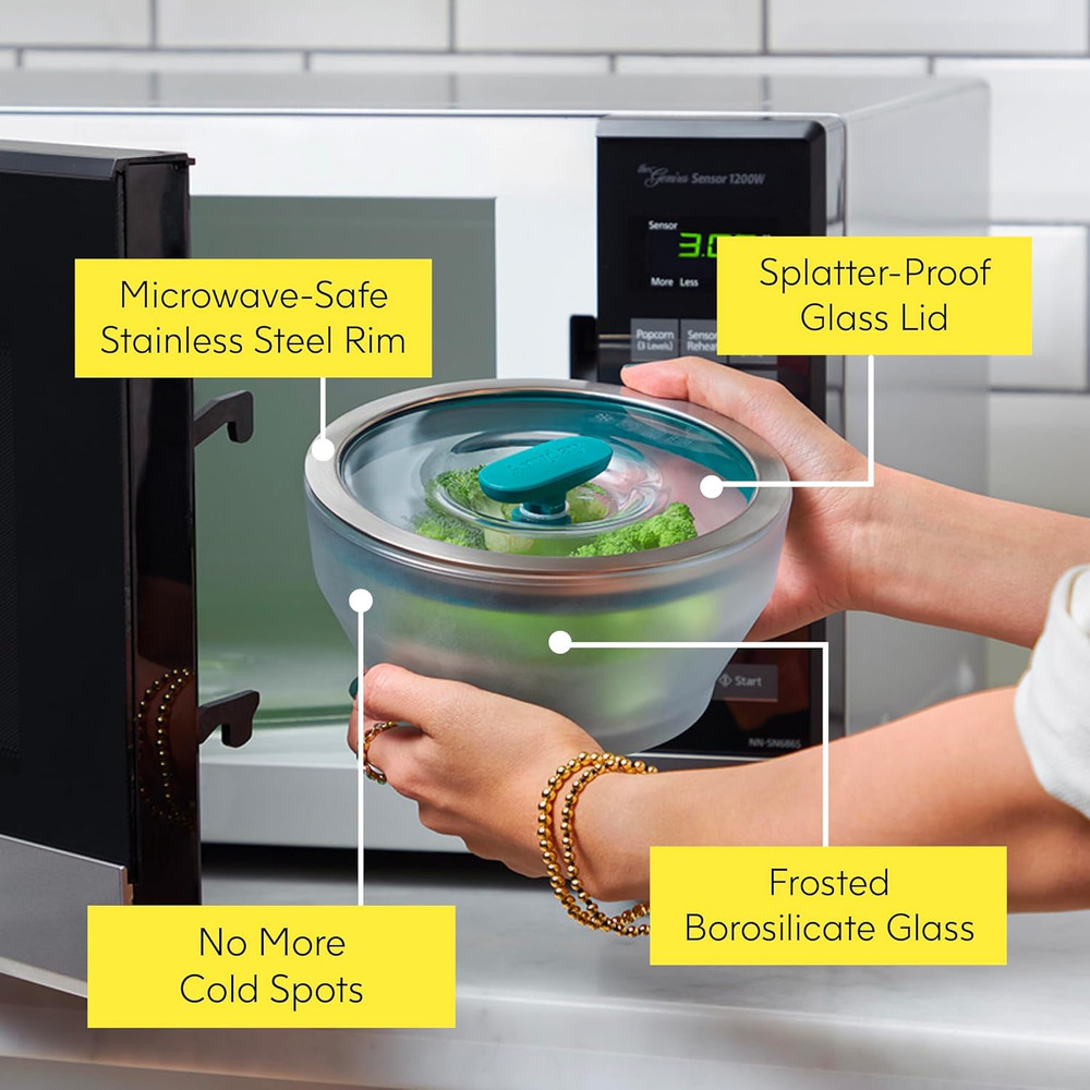 Microwave Cookware & Glass Food Storage Set - 4-Pc Stackable Containers