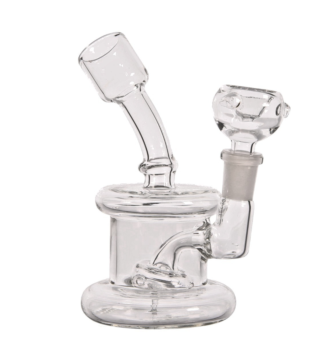 5" Mini Can Bong Glass Circ Perc Hookah Water Pipe Travel Size + 10mm Bowl