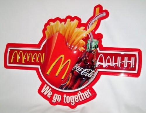 COCA COLA COKE & FRIES SIGN - MCDONALDS -3/DIMENSIONAL - 24" - NEW IN BOX
