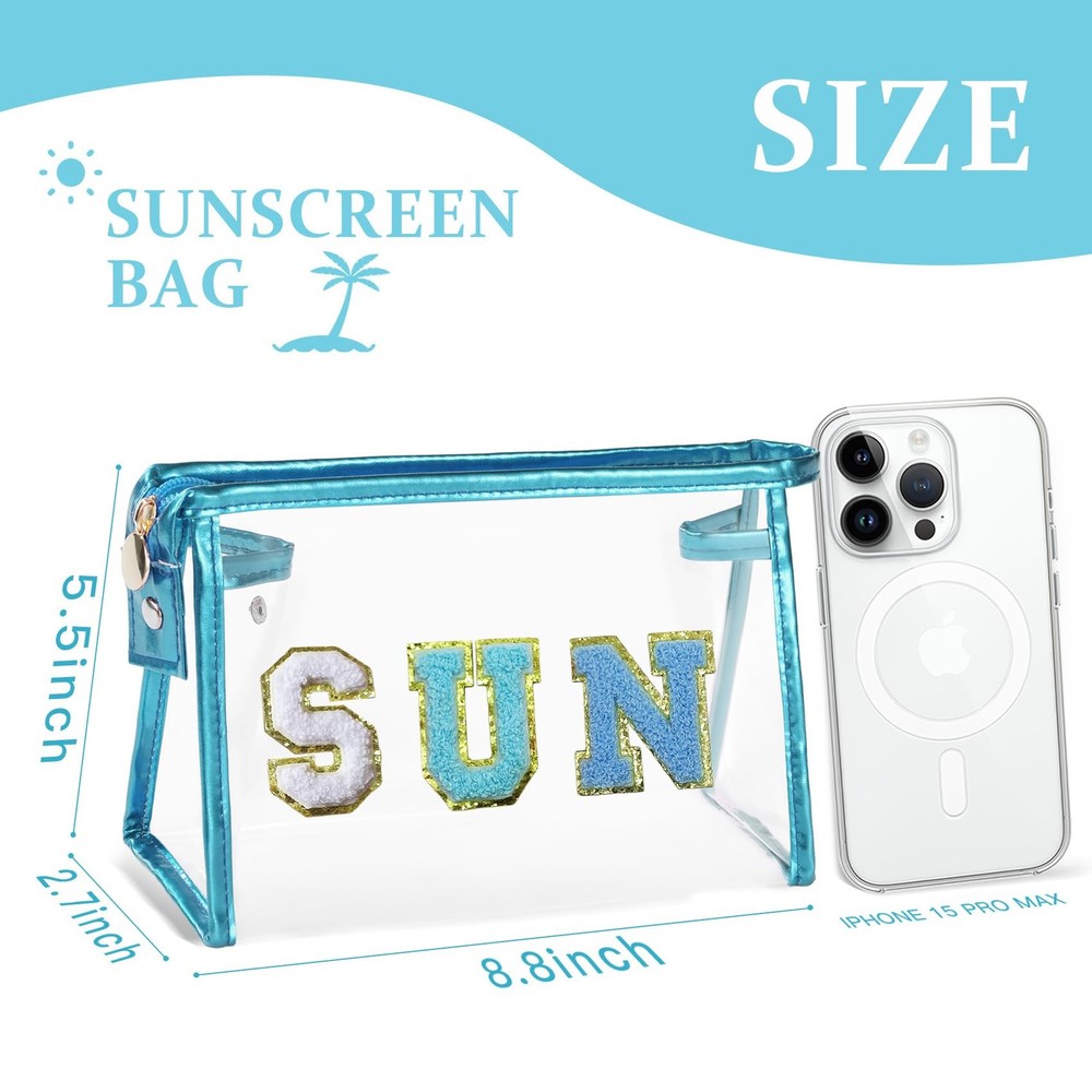 COSHAYSOO Clear Waterproof Makeup Bag Blue