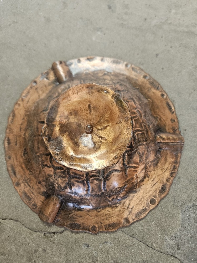 RRR RARE Vintage Hammered Copper Ashtray Solid Copper Hand Made
