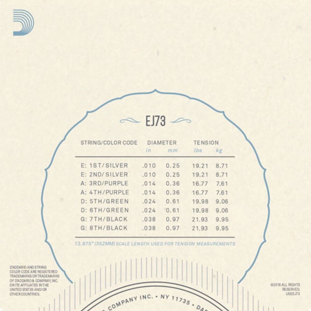 D'Addario Mandolin Strings 2 Sets EJ73 Light .010-.038